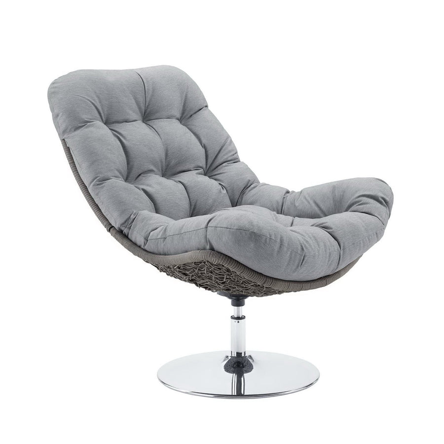 Bronwen Wicker Rattan Outdoor Patio Swivel Lounge Chair in Light Gray Gray