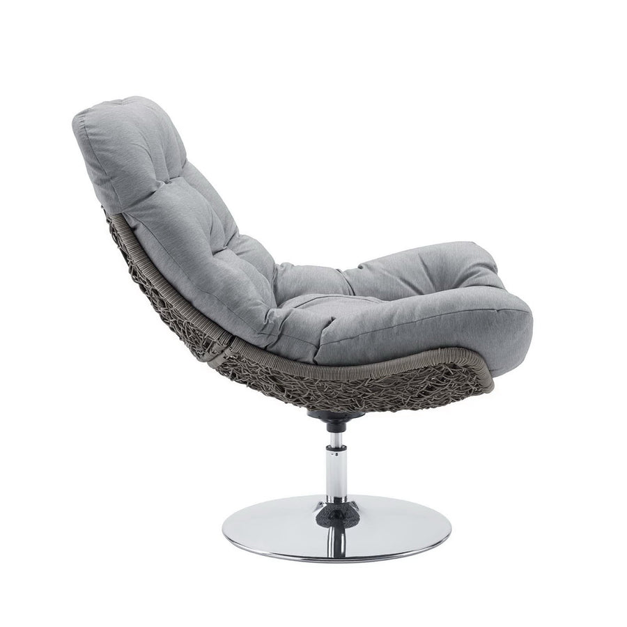 Bronwen Wicker Rattan Outdoor Patio Swivel Lounge Chair in Light Gray Gray