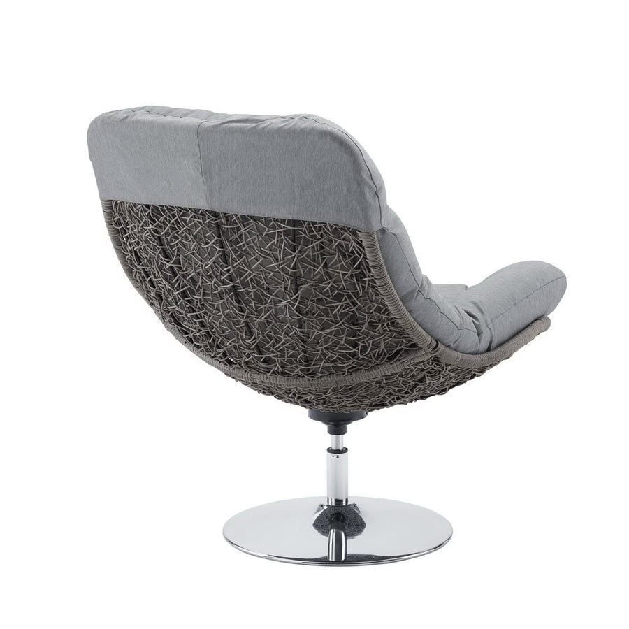 Bronwen Wicker Rattan Outdoor Patio Swivel Lounge Chair in Light Gray Gray