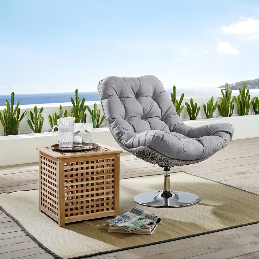 Bronwen Wicker Rattan Outdoor Patio Swivel Lounge Chair in Light Gray Gray