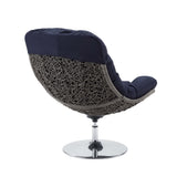 Bronwen Wicker Rattan Outdoor Patio Swivel Lounge Chair in Light Gray Navy
