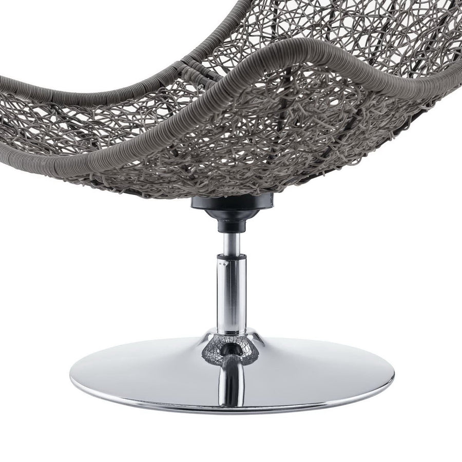 Bronwen Wicker Rattan Outdoor Patio Swivel Lounge Chair in Light Gray Navy