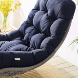 Bronwen Wicker Rattan Outdoor Patio Swivel Lounge Chair in Light Gray Navy