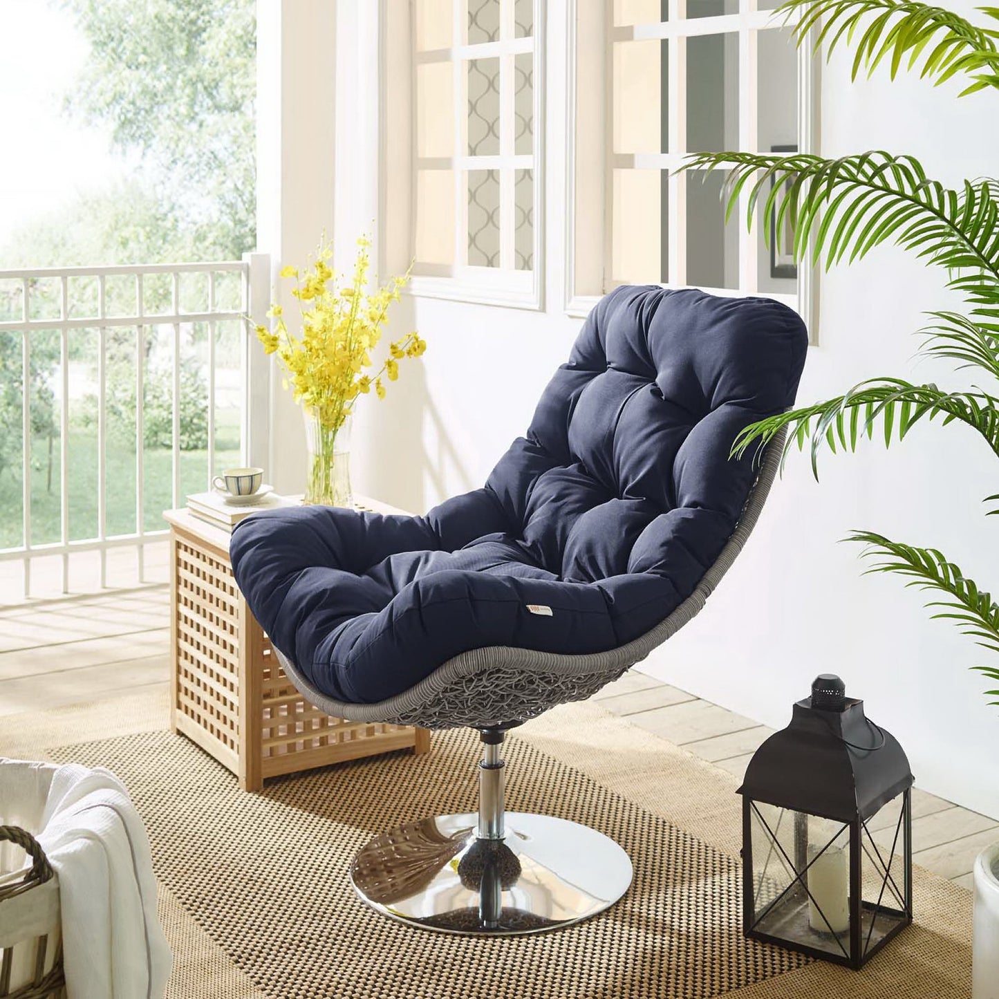 Brighton Wicker Rattan Outdoor Patio Swivel Lounge Chair by Furniture for America
