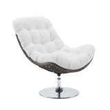Bronwen Wicker Rattan Outdoor Patio Swivel Lounge Chair in Light Gray White