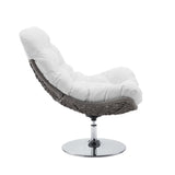 Bronwen Wicker Rattan Outdoor Patio Swivel Lounge Chair in Light Gray White