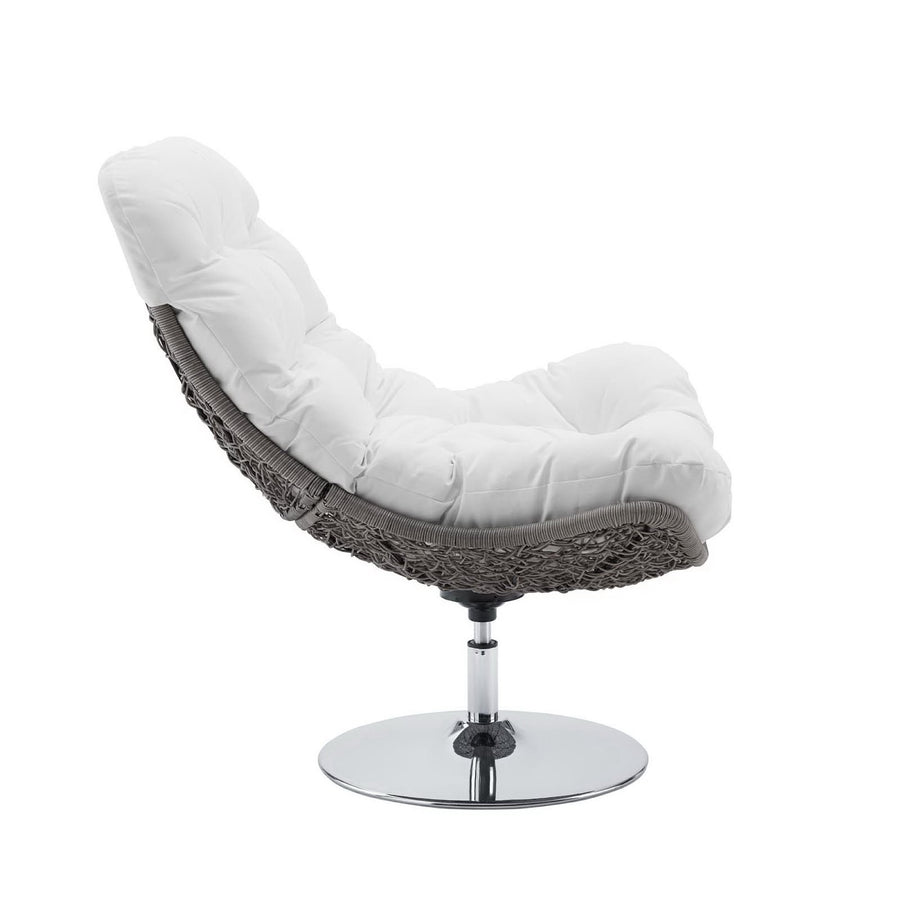 Bronwen Wicker Rattan Outdoor Patio Swivel Lounge Chair in Light Gray White