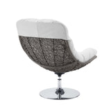 Bronwen Wicker Rattan Outdoor Patio Swivel Lounge Chair in Light Gray White