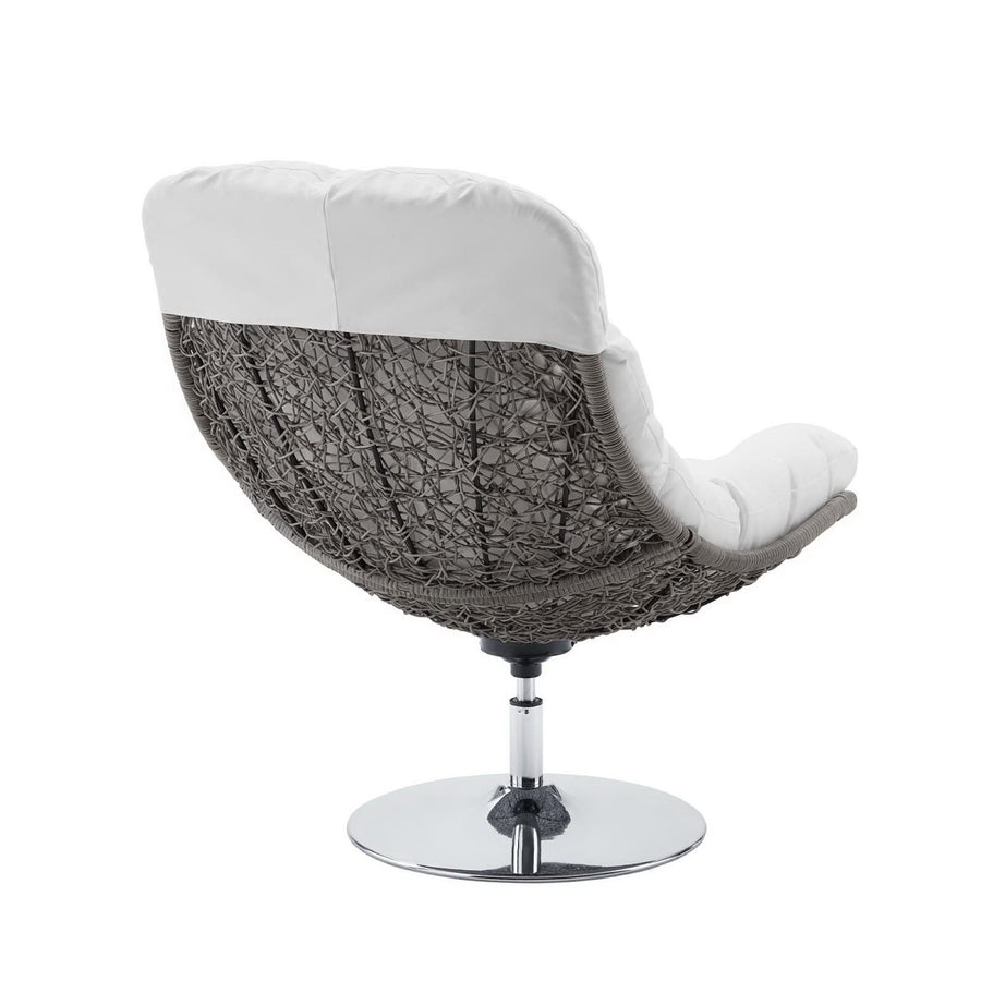 Bronwen Wicker Rattan Outdoor Patio Swivel Lounge Chair in Light Gray White