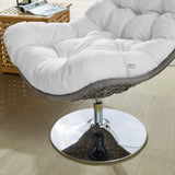 Bronwen Wicker Rattan Outdoor Patio Swivel Lounge Chair in Light Gray White