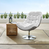 Bronwen Wicker Rattan Outdoor Patio Swivel Lounge Chair in Light Gray White
