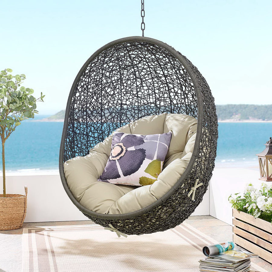 Cornice Sunbrella® Fabric Swing Outdoor Patio Lounge Chair Without Stand in Gray Beige