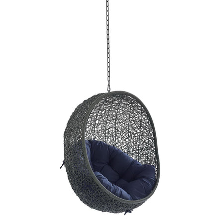 Hide Sunbrella® Fabric Swing Outdoor Patio Lounge Chair Without Stand in Gray Navy