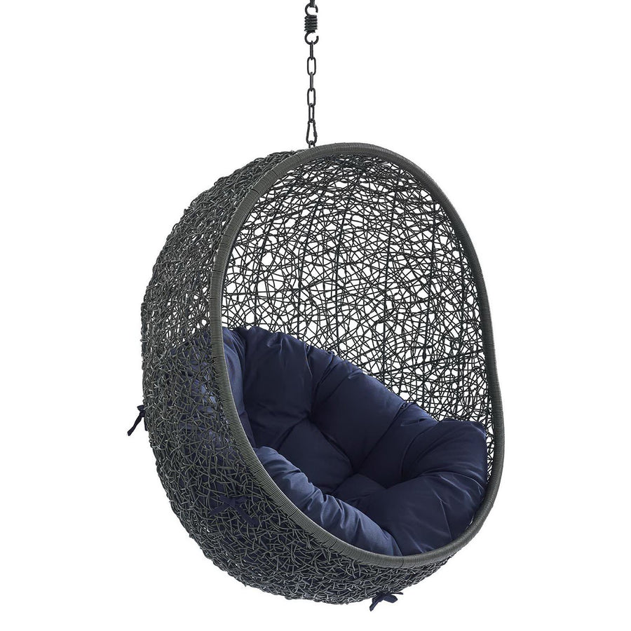 Cornice Sunbrella® Fabric Swing Outdoor Patio Lounge Chair Without Stand in Gray Navy