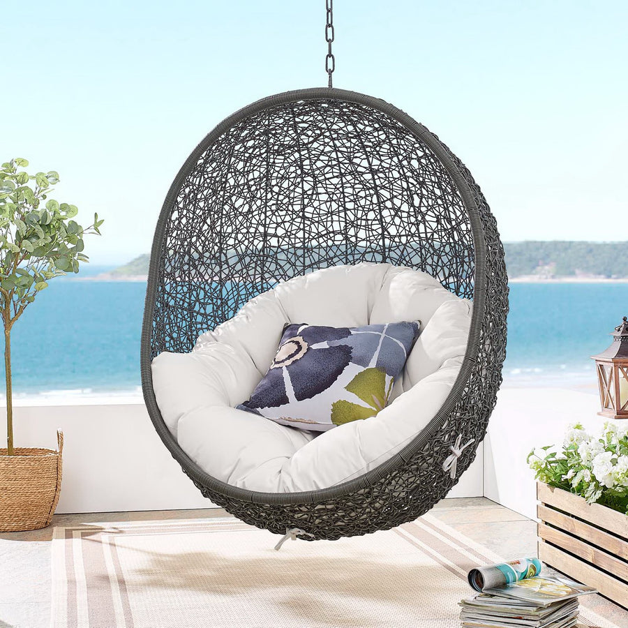 Cornice Sunbrella® Fabric Swing Outdoor Patio Lounge Chair Without Stand in Gray White