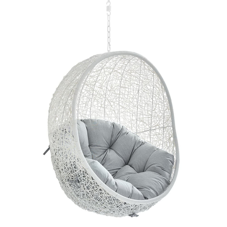 Cornice Sunbrella® Fabric Swing Outdoor Patio Lounge Chair Without Stand in White Gray