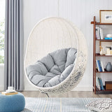 Cornice Sunbrella® Fabric Swing Outdoor Patio Lounge Chair Without Stand in White Gray