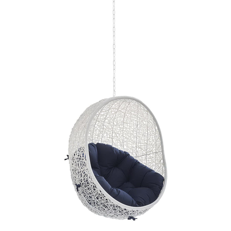 Cornice Sunbrella® Fabric Swing Outdoor Patio Lounge Chair Without Stand in White Navy