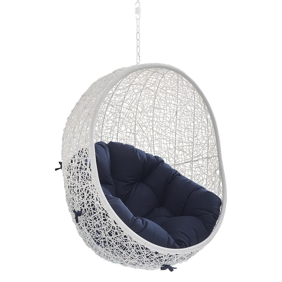 Cornice Sunbrella® Fabric Swing Outdoor Patio Lounge Chair Without Stand in White Navy