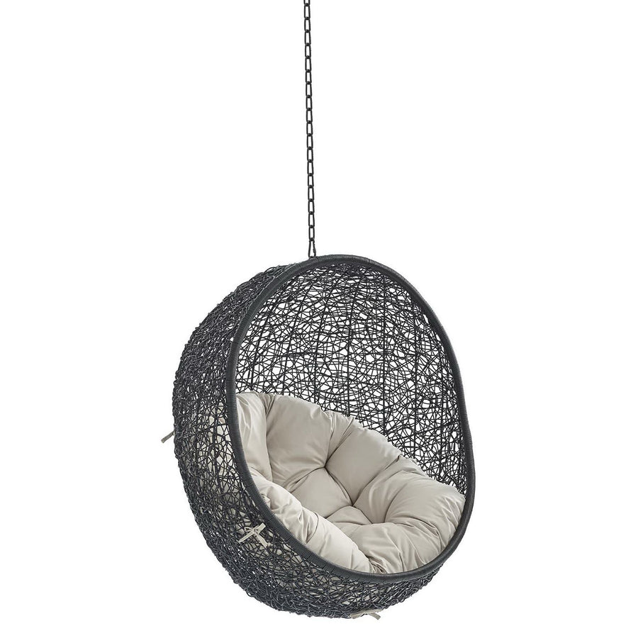 Luna Sunbrella® Fabric Swing Outdoor Patio Lounge Chair Without Stand in Black Beige