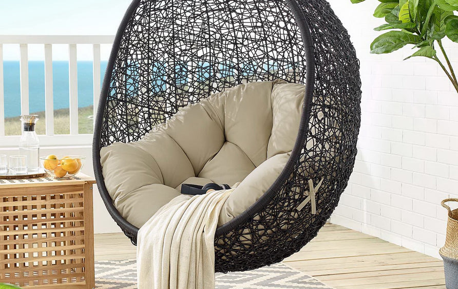 Luna Sunbrella® Fabric Swing Outdoor Patio Lounge Chair Without Stand in Black Beige