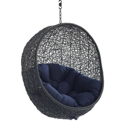 Encase Sunbrella® Fabric Swing Outdoor Patio Lounge Chair Without Stand in Black Navy