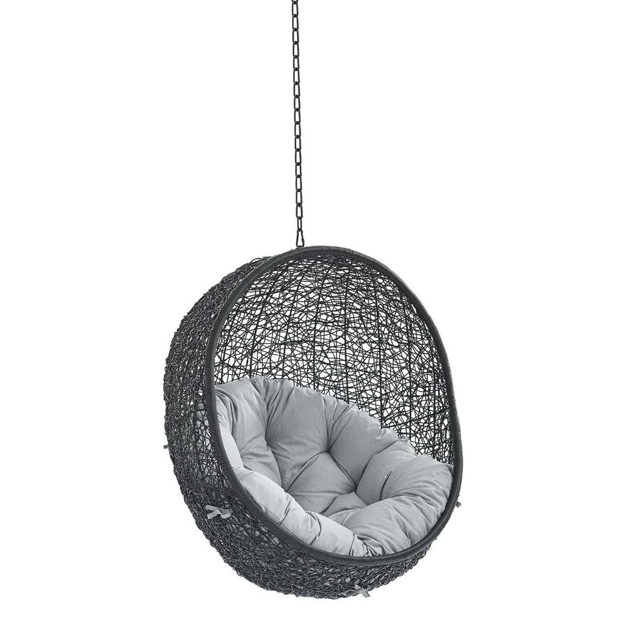 Luna Swing Outdoor Patio Lounge Chair Without Stand in Black Gray