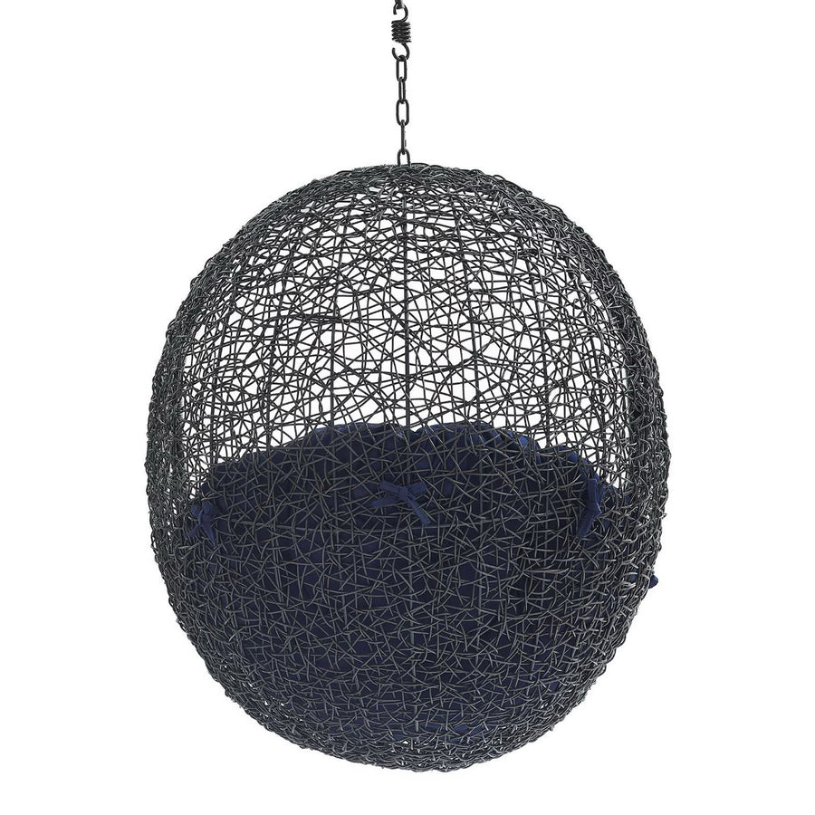 Luna Swing Outdoor Patio Lounge Chair Without Stand in Black Navy