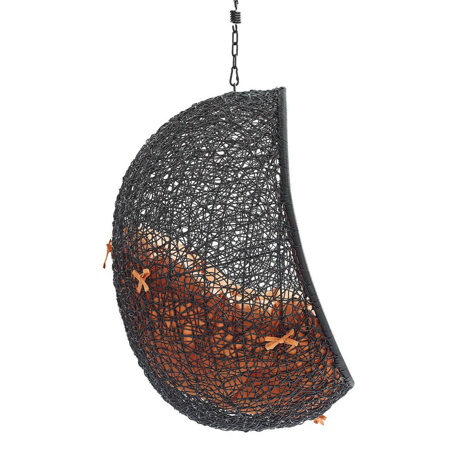 Luna Swing Outdoor Patio Lounge Chair Without Stand in Black Orange