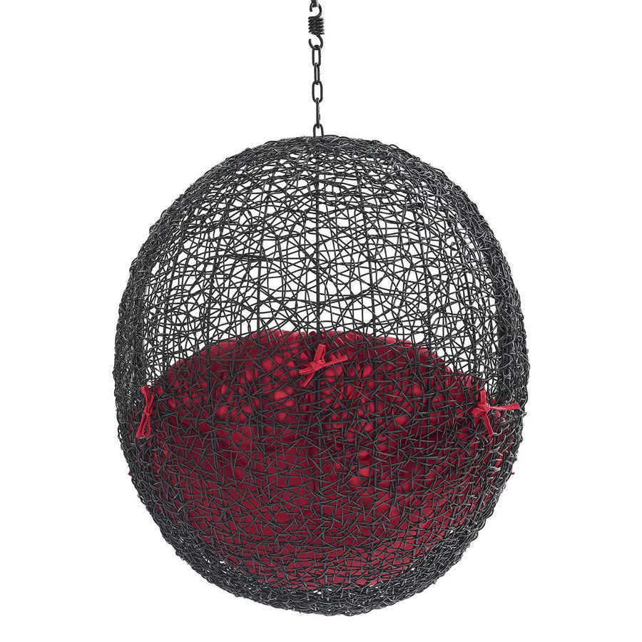 Luna Swing Outdoor Patio Lounge Chair Without Stand in Black Red