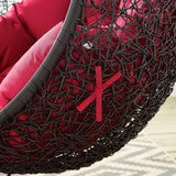 Luna Swing Outdoor Patio Lounge Chair Without Stand in Black Red