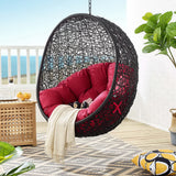 Luna Swing Outdoor Patio Lounge Chair Without Stand in Black Red
