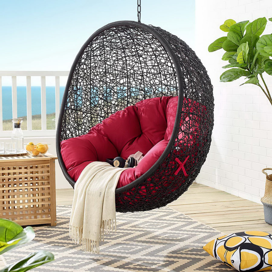 Luna Swing Outdoor Patio Lounge Chair Without Stand in Black Red
