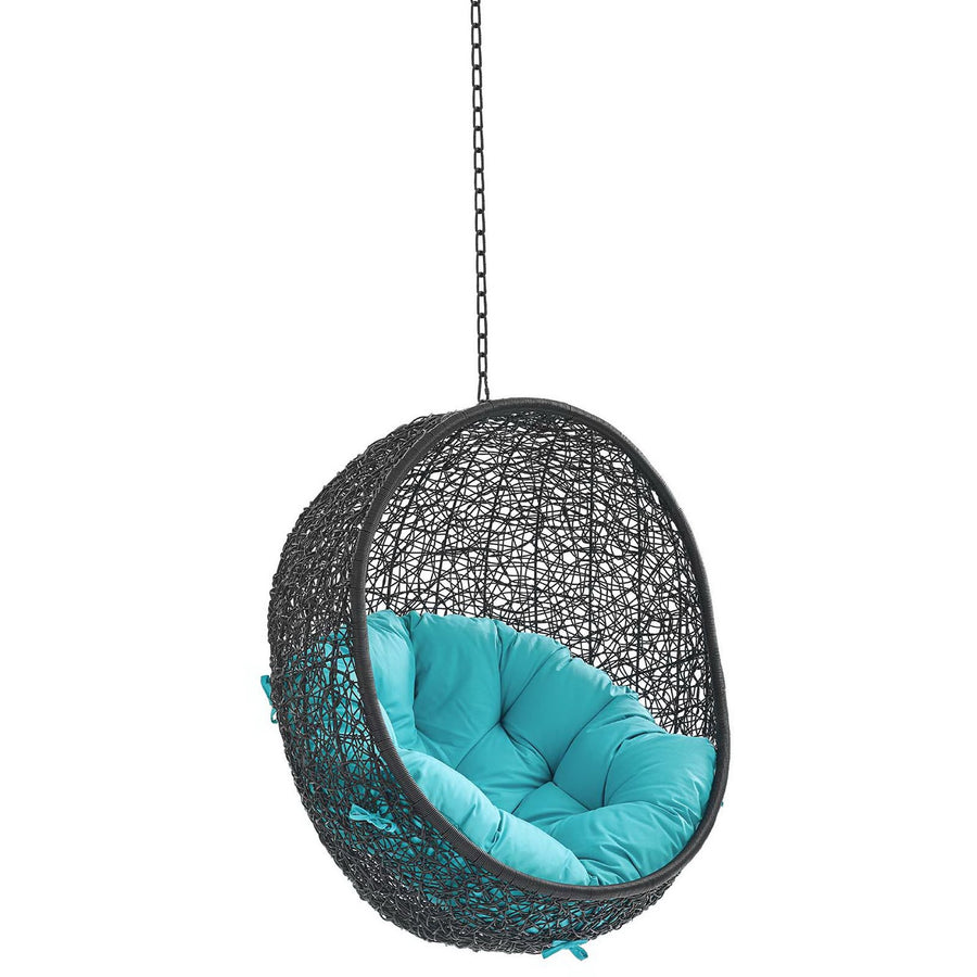 Luna Swing Outdoor Patio Lounge Chair Without Stand in Black Turquoise