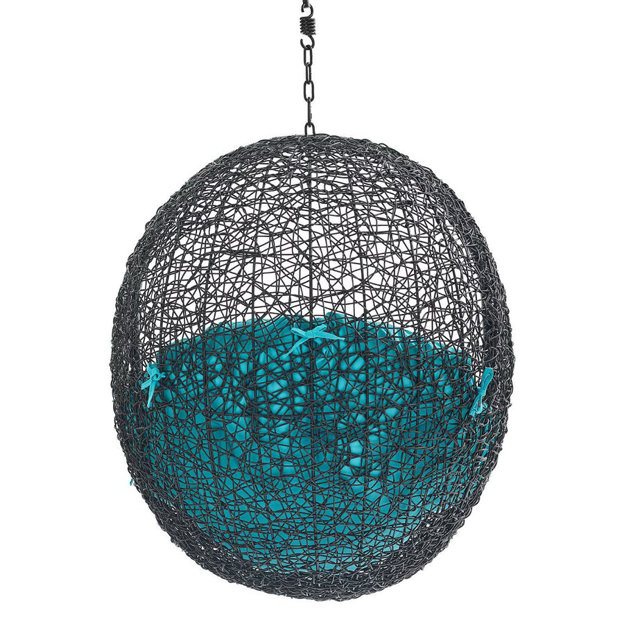 Luna Swing Outdoor Patio Lounge Chair Without Stand in Black Turquoise