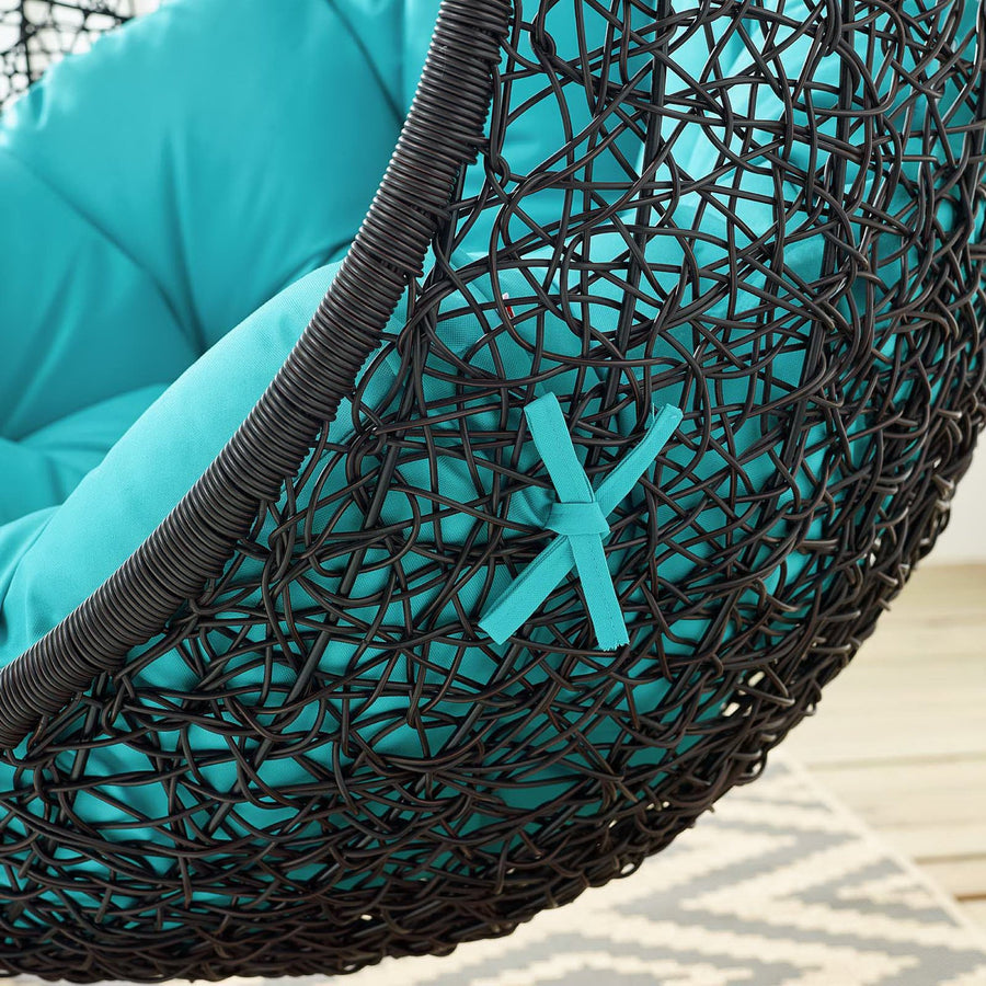 Luna Swing Outdoor Patio Lounge Chair Without Stand in Black Turquoise