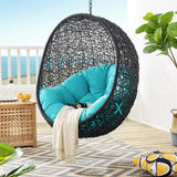 Luna Swing Outdoor Patio Lounge Chair Without Stand in Black Turquoise