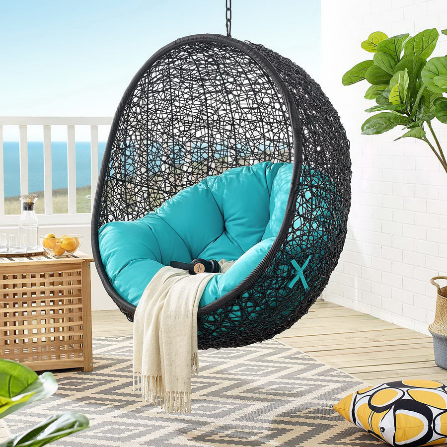 Luna Swing Outdoor Patio Lounge Chair Without Stand in Black Turquoise