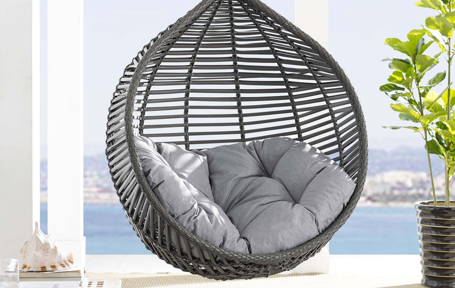 Ira Teardrop Outdoor Patio Swing Chair Without Stand in Gray Gray
