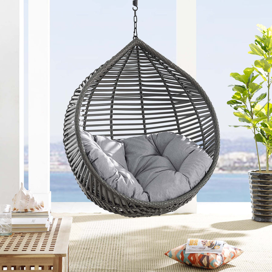 Ira Teardrop Outdoor Patio Swing Chair Without Stand in Gray Gray