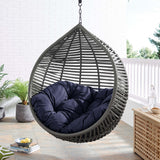 Ira Teardrop Outdoor Patio Swing Chair Without Stand in Gray Navy