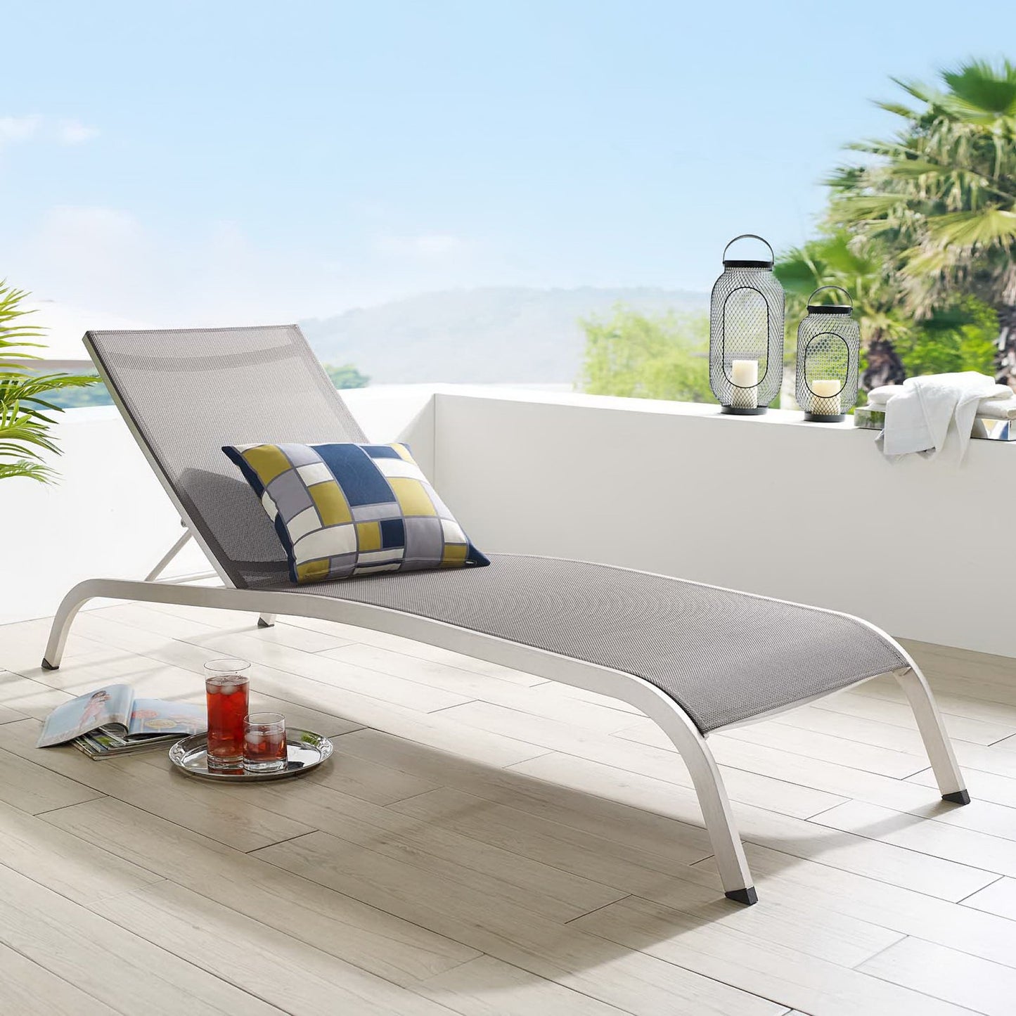 Savannah Mesh Chaise Outdoor Patio Aluminum Lounge Chair by Furniture for America