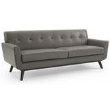 Flint Top-Grain Leather Living Room Lounge Sofa in Gray