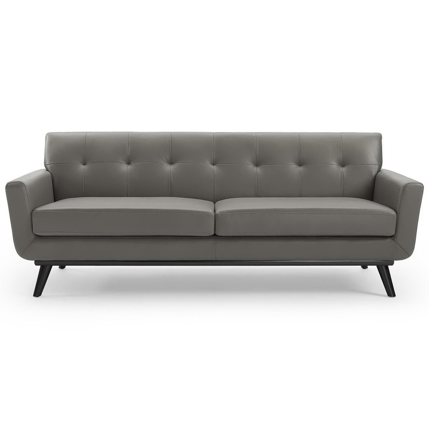 Flint Top-Grain Leather Living Room Lounge Sofa in Gray