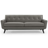 Flint Top-Grain Leather Living Room Lounge Sofa in Gray