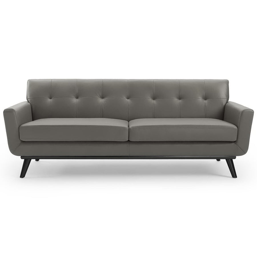 Flint Top-Grain Leather Living Room Lounge Sofa in Gray
