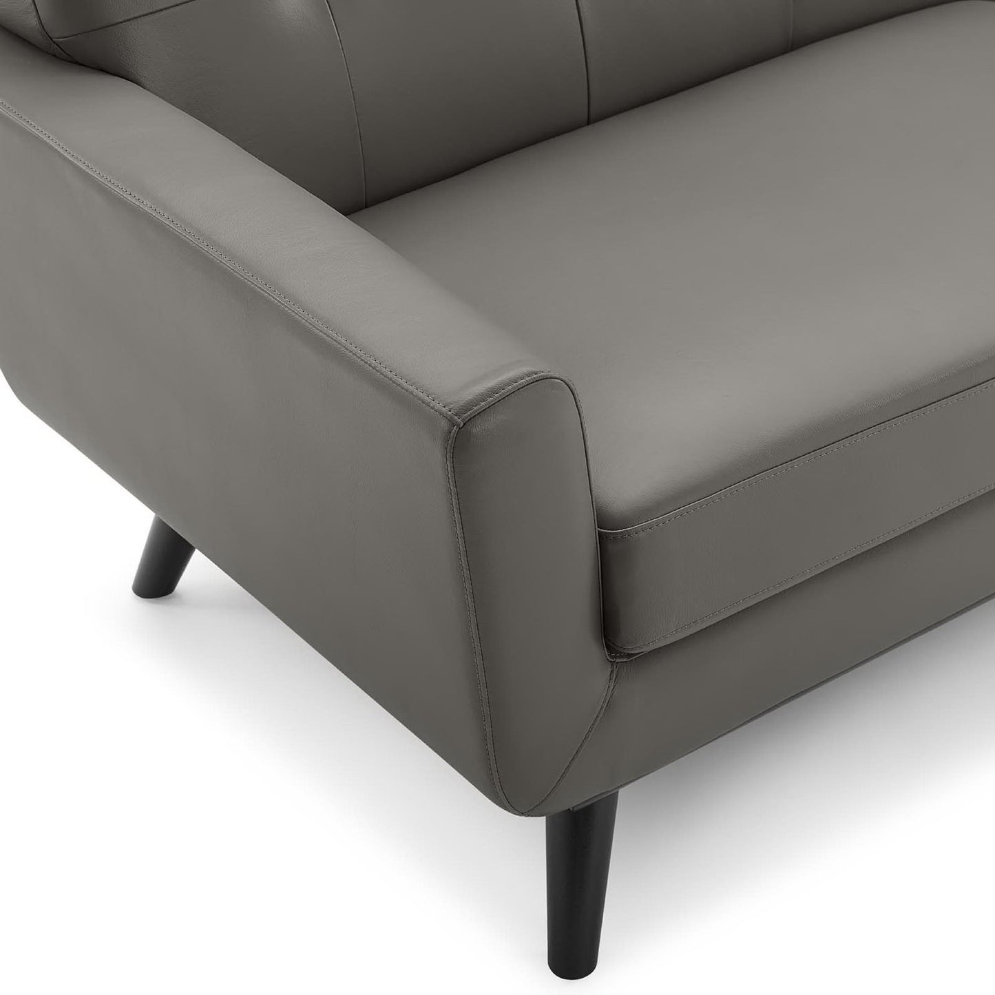 Flint Top-Grain Leather Living Room Lounge Sofa in Gray