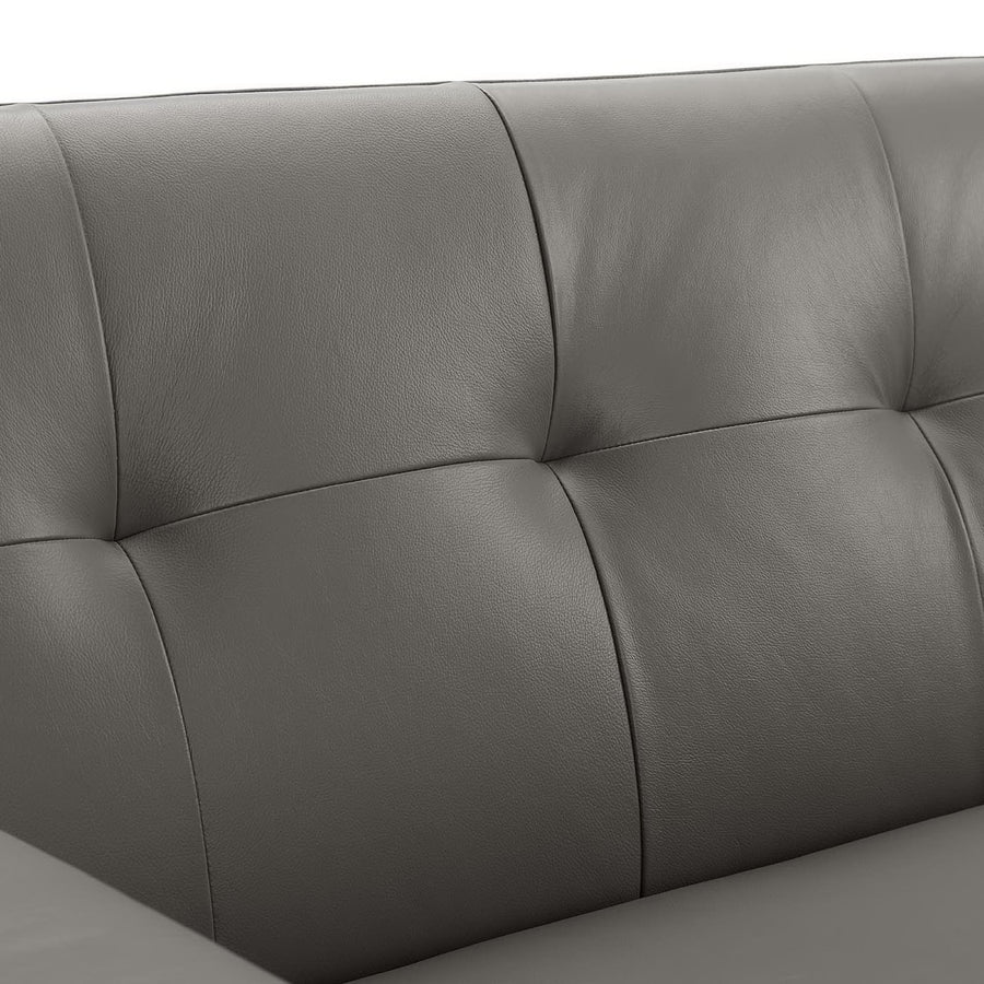 Flint Top-Grain Leather Living Room Lounge Sofa in Gray