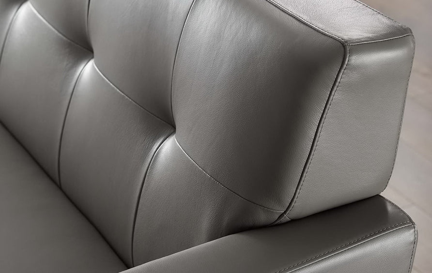 Flint Top-Grain Leather Living Room Lounge Sofa in Gray