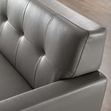 Flint Top-Grain Leather Living Room Lounge Sofa in Gray